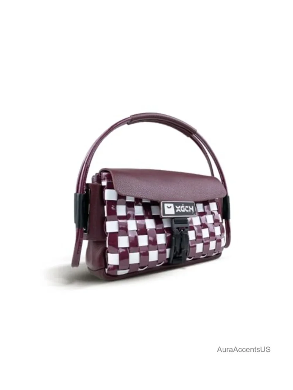 Handmade Real Goat Leather Woven Hobo Bag with Shoulder Strap, Magnetic Buckle